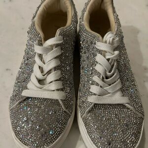 Betsey Johnson Sparkling rhinestone Silver Women's Sneakers